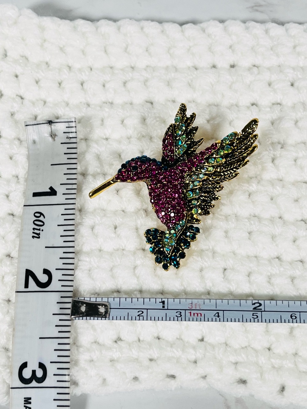 Crystal Hummingbird Brooch - Picture 3 of 4